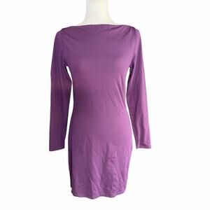 Aritzia Contour Collide Dress Boatneck Mini Bodycon Wine Large Career City